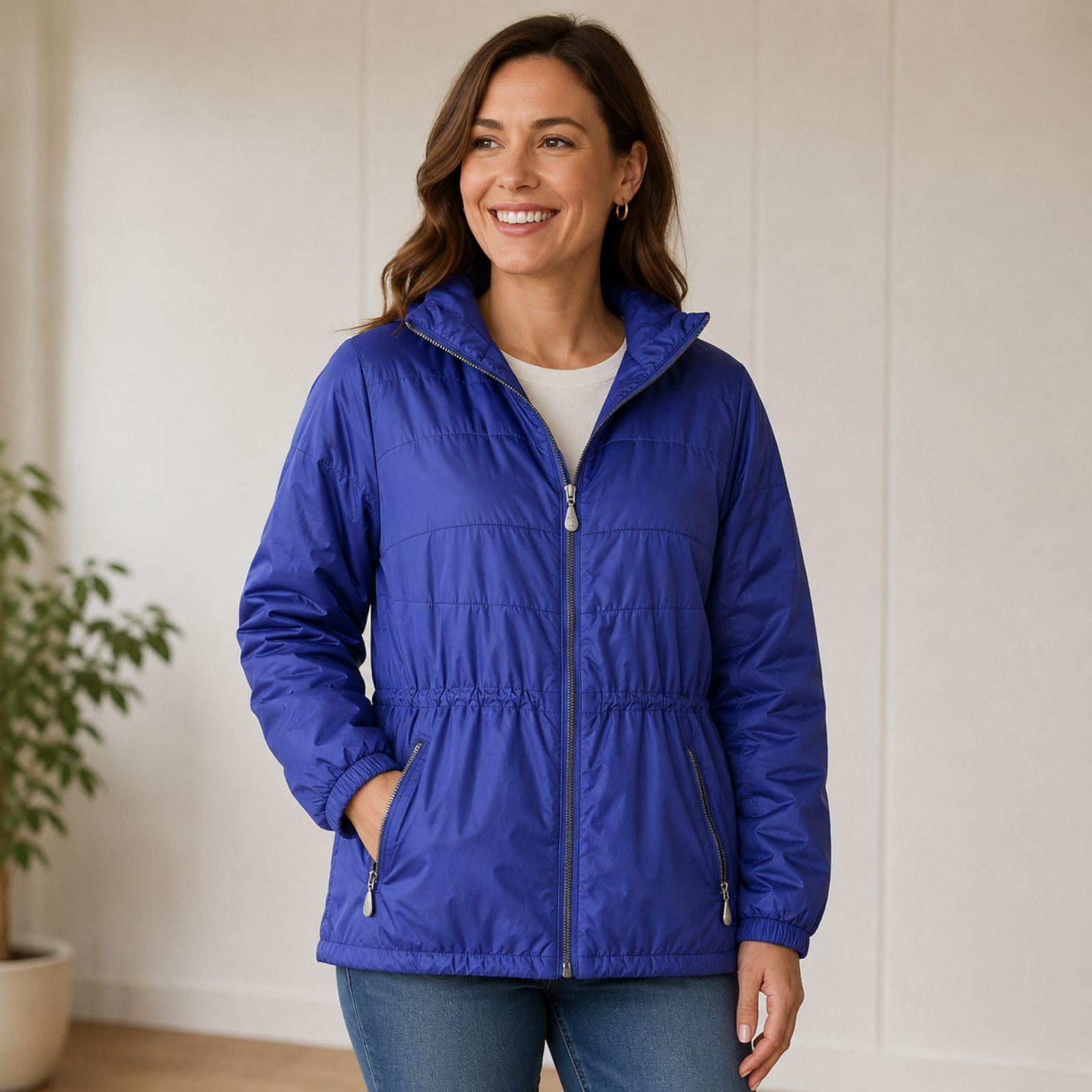 Vintage Eddie Bauer Ebtek Blue Hooded Puffer Jacket Women’s Petite Large Coat